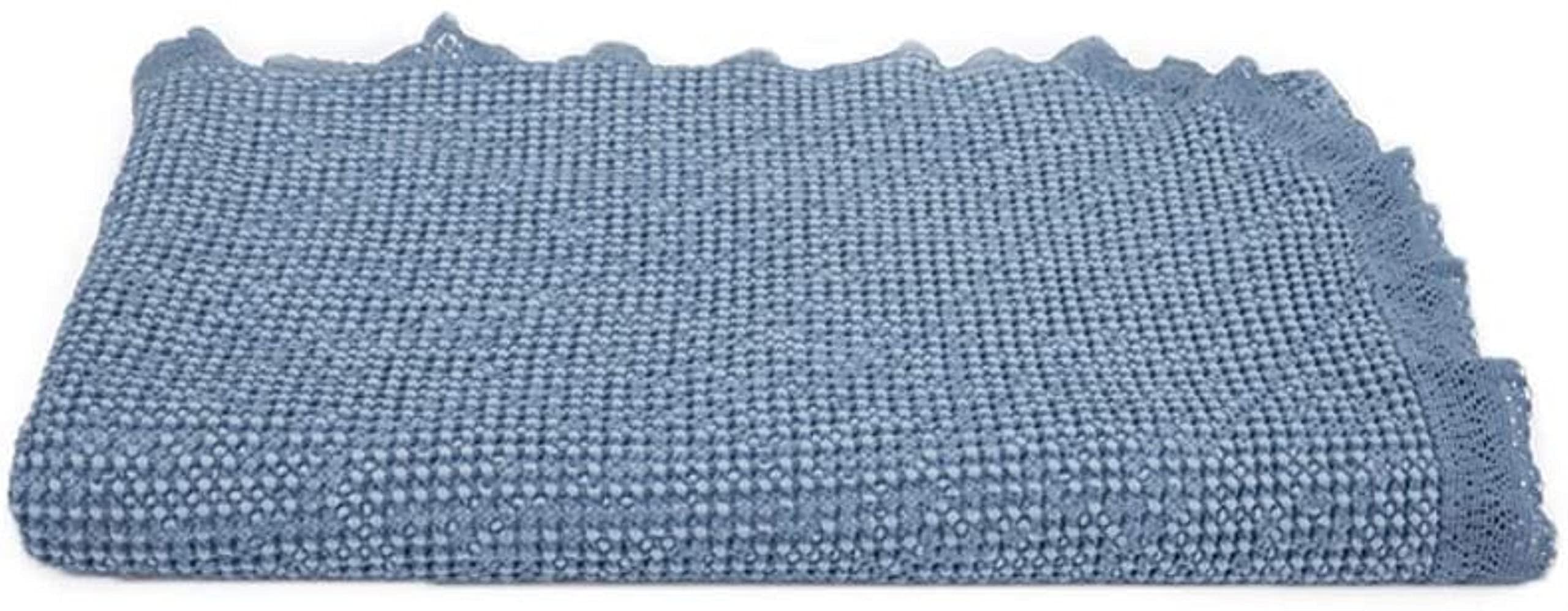 HZYDDCotton Throw Blanket, Textured Knitted Blanket Thermal Blanket Soft Cozy Bed Blanket All Season for Couch Chairs Bed Beach Throw-Blue 150x200cm(59x79inch)