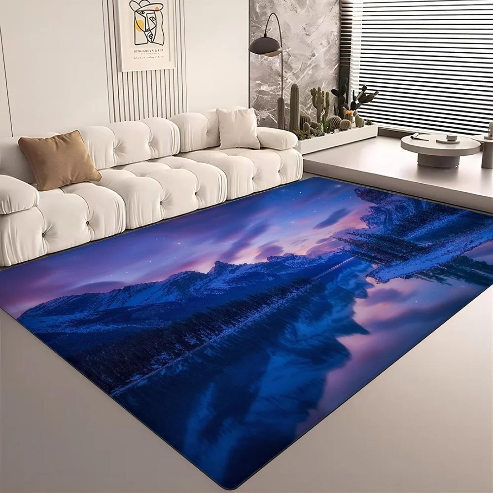 Alfombra antideslizante de montaña y nube: confort y seguridad elegante para tu sala de estar