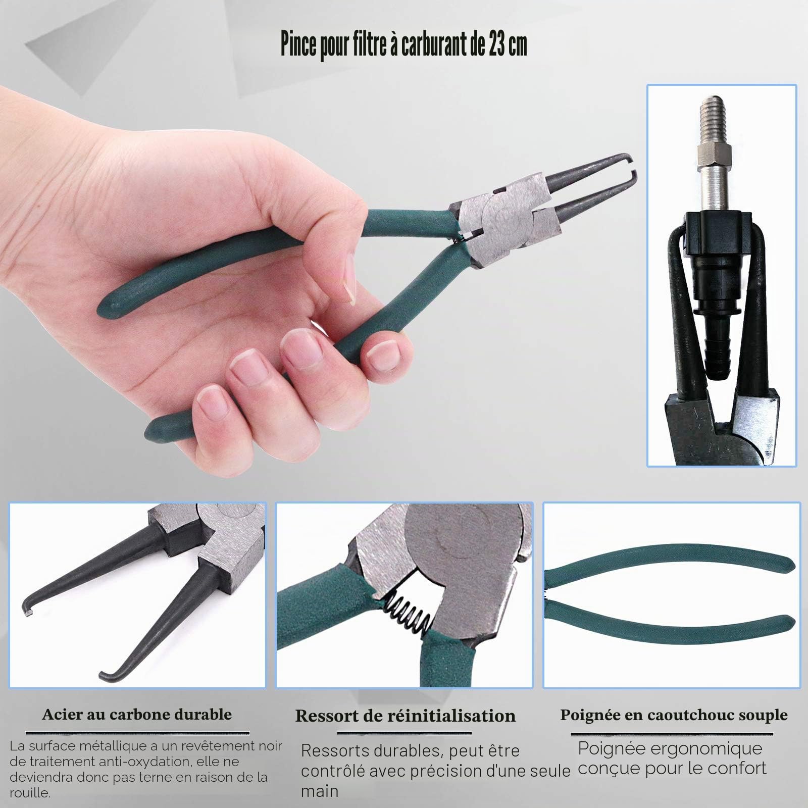 Glarks Lot de 3 pinces de tuyau de carburant de 20,3 cm, clip de serrage et pliants de déconnexion à 80 degrés pour l'entretien de la voiture