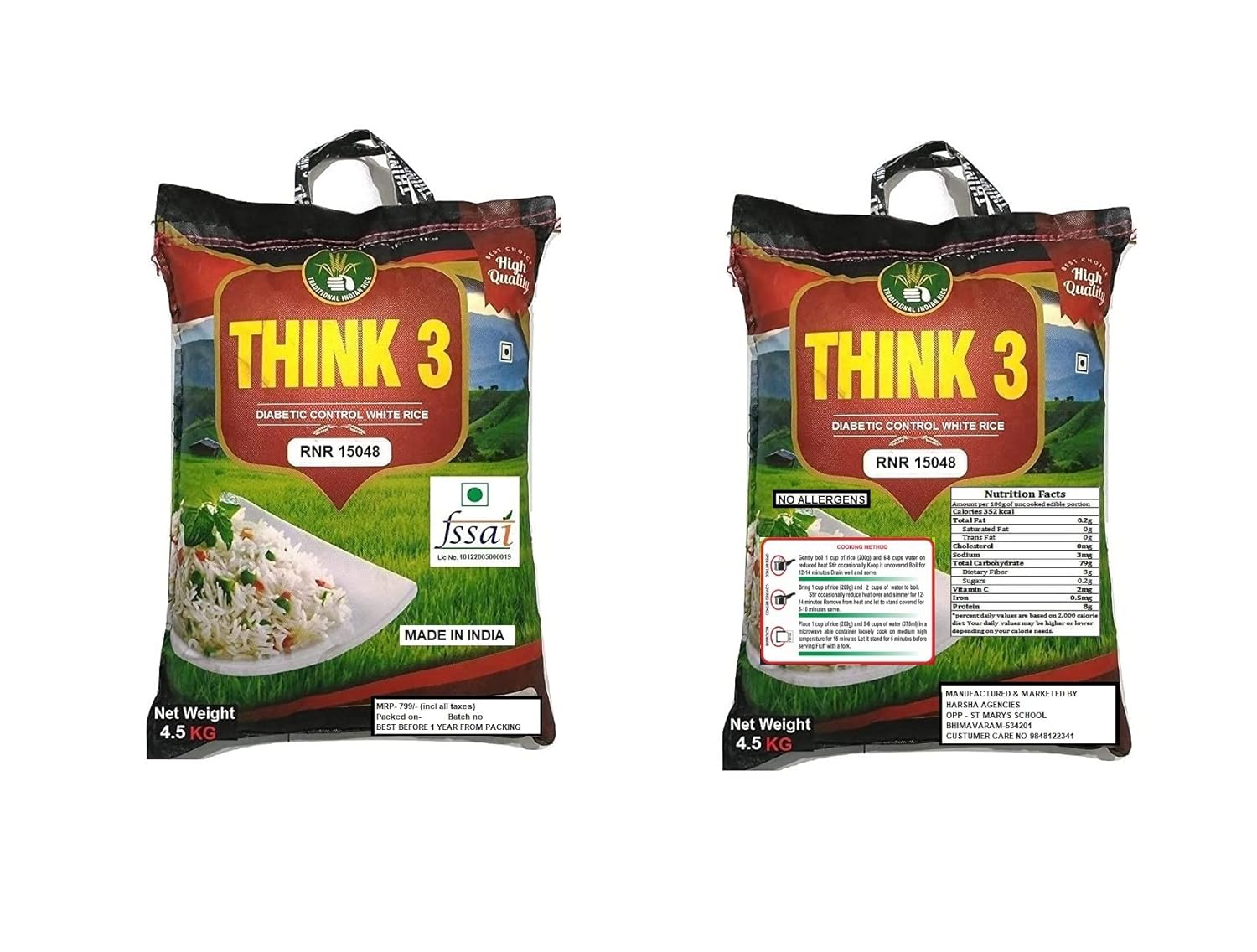 THINK3 Diabetic Control White Rice RNR 15048 with Low glycemic Index (4