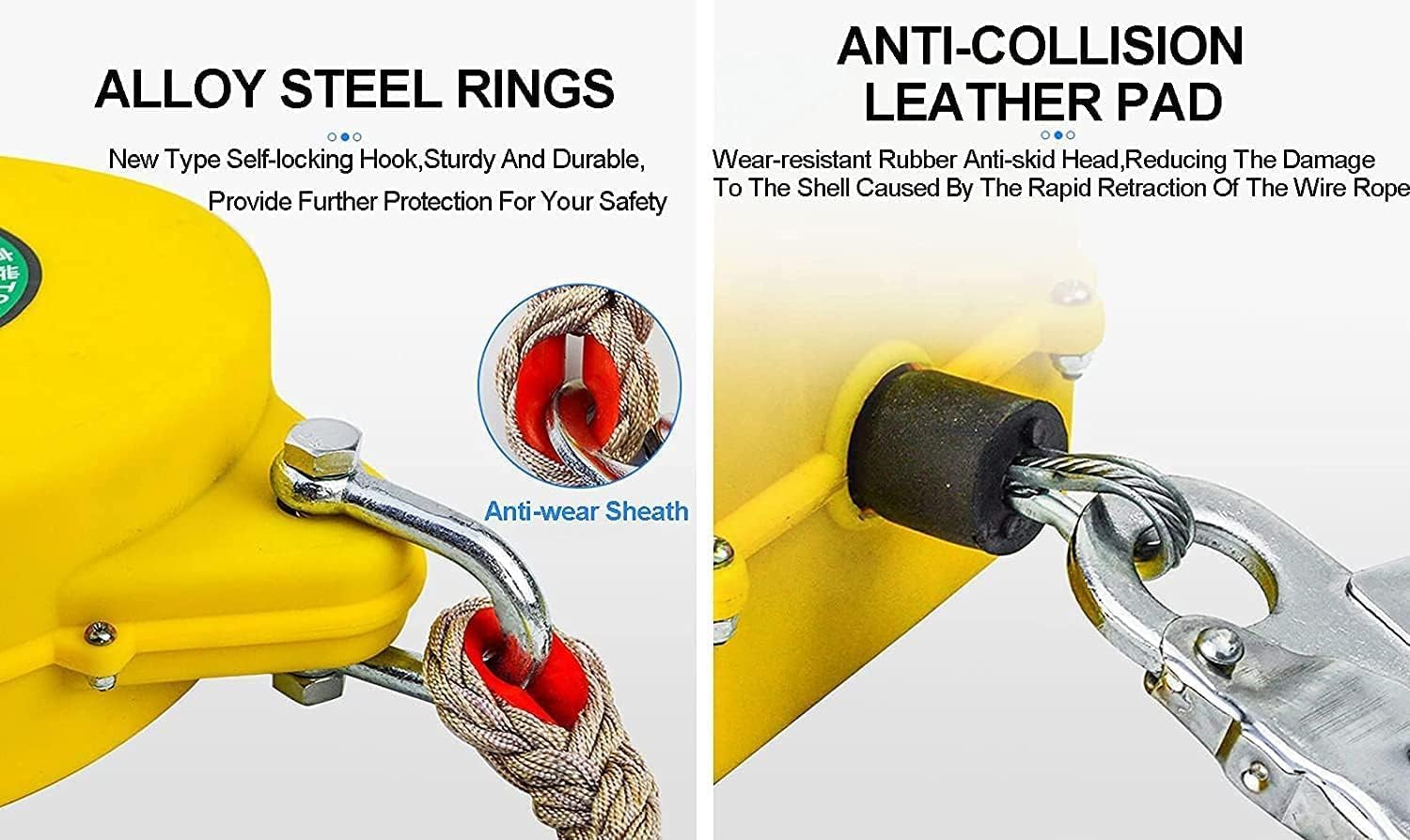 Dispositivo de seguridad autoretráctil con doble bloqueo, sistema de protección contra caídas de 1500 cm, dispositivo de retención de caídas autorretráctil