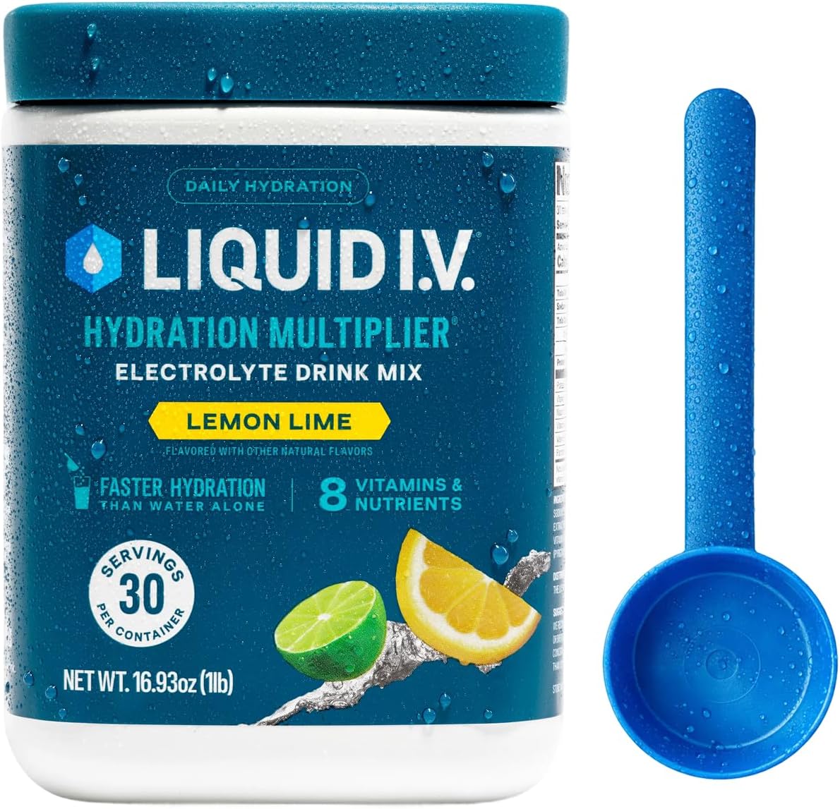 Liquid I.V.® Hydration Multiplier - Lemon Lime | Electrolyte Powder Drink Mix | 1 Tub (30 Servings)