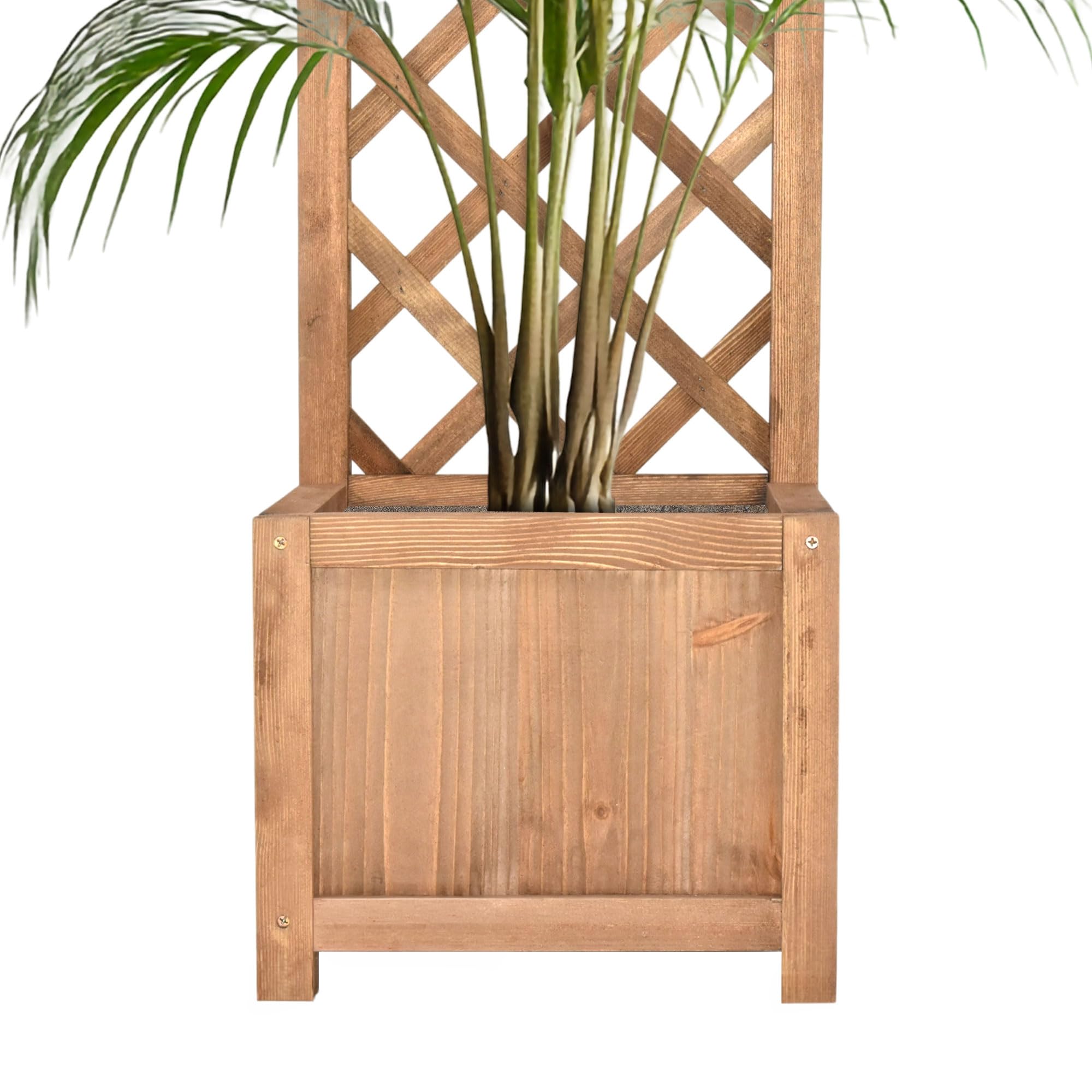 FRANKYSTAR Rosy - Fioriera da Esterno Giardino con Grigliato 35x120x30 cm per Piante Rampicanti in Legno di Cedro Impregnato Ebony
