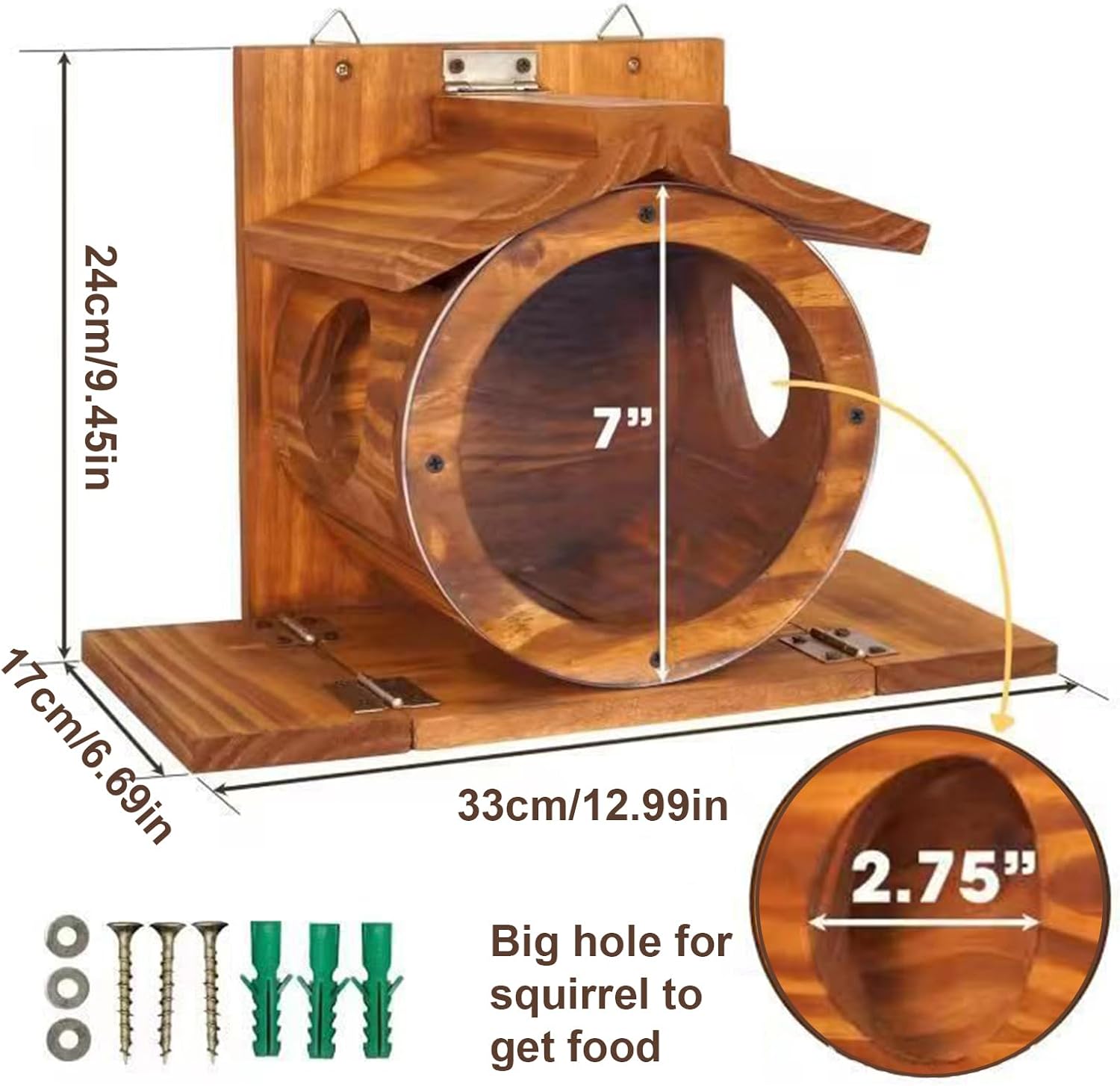 Squirrel Feeders Outdoors Wooden –, Food Feeder Ventilation, Holes Box Nut Cob, Corn Storage Chipmunk Animal Backyard | Outdoors Wooden, Squirrel Food Feeder with Ventilation Holes, Box for Nut Cob C