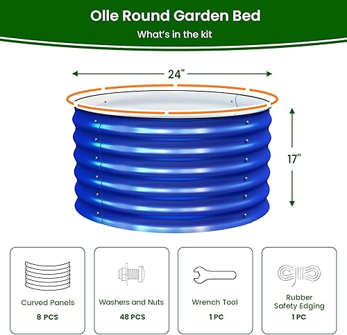 Miniatura 20 de Olle Camas de jardín elevadas de metal redondas de tamaño individual para verduras, 17 pulgadas de alto, caja de jardín elevada galvanizada de 17