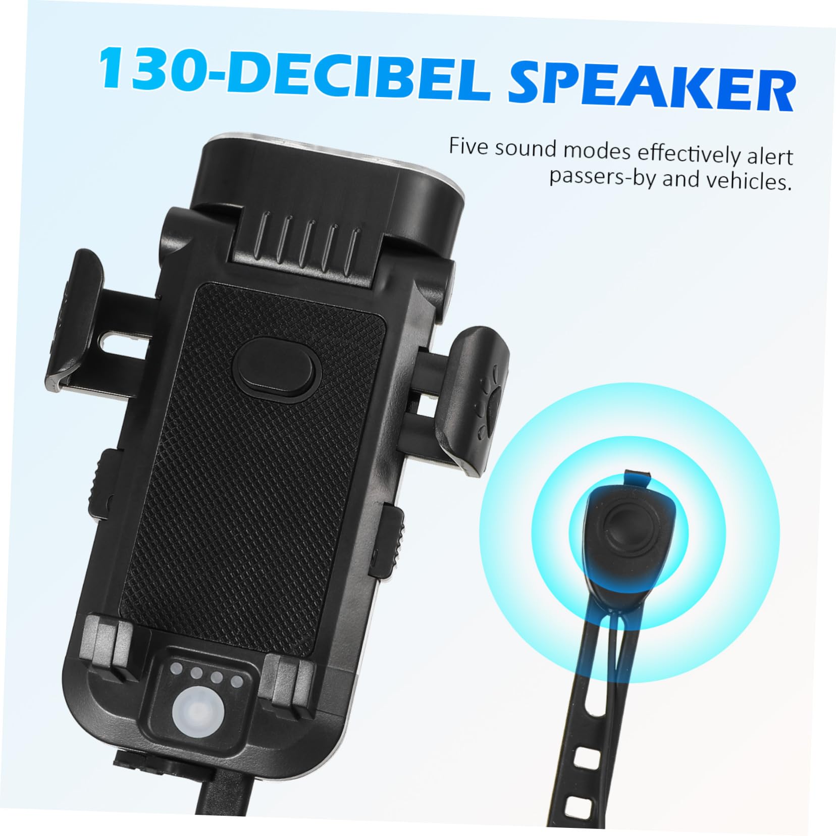 Set Luci Bici Anteriore e Posteriore LED USB Ricaricabile 4000mah | Supporto Telefono Regolabile, Design Dual Led, Abs Nero, per Night Riding e Ciclismo Quotidiano