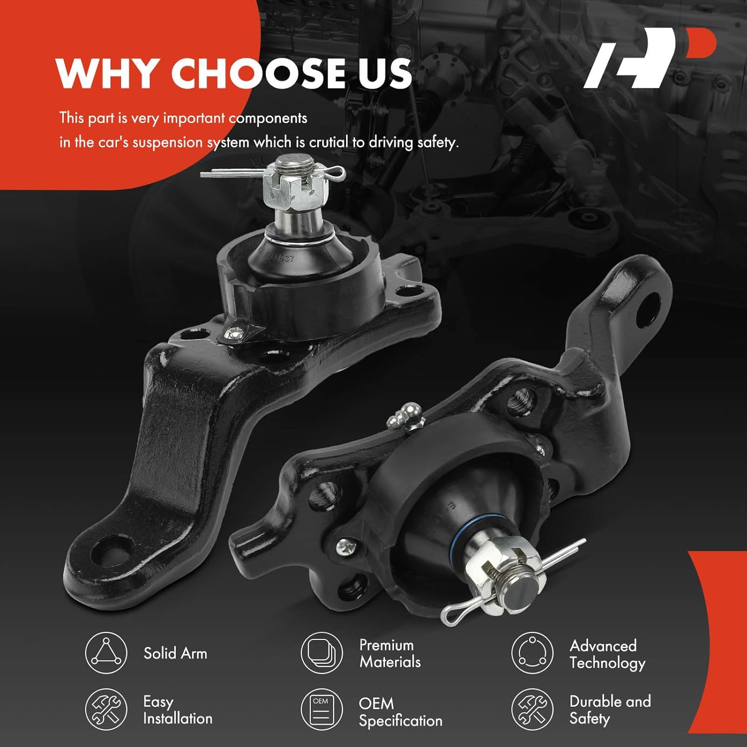 A-Premium 2 x Front Lower Ball Joint, Compatible with Toyota Tundra 2004-2006, Sequoia 2004-2007