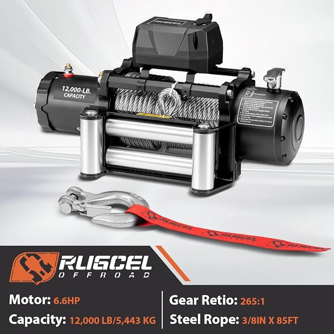 Cabrestante Eléctrico 12000lb 12V IP67 con Cable de Acero 85ft miniatura 4