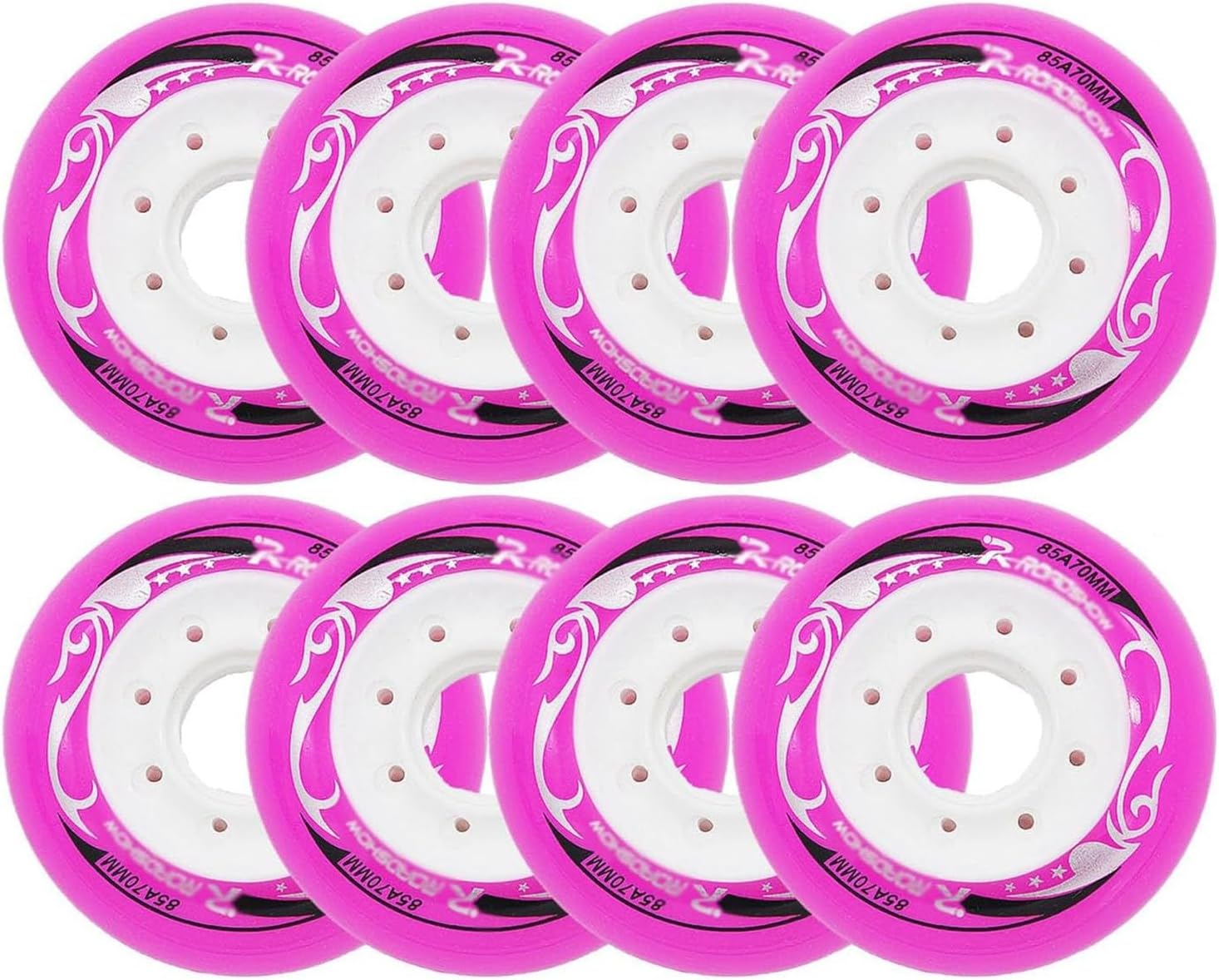Inline Skate Replacement Wheels Outdoor & Indoor 8pcs Inline Skate Wheels 85A Kids Replacement Flat Wheels - 62/64/68/70mm with 16 Bearing,Blue,62mm