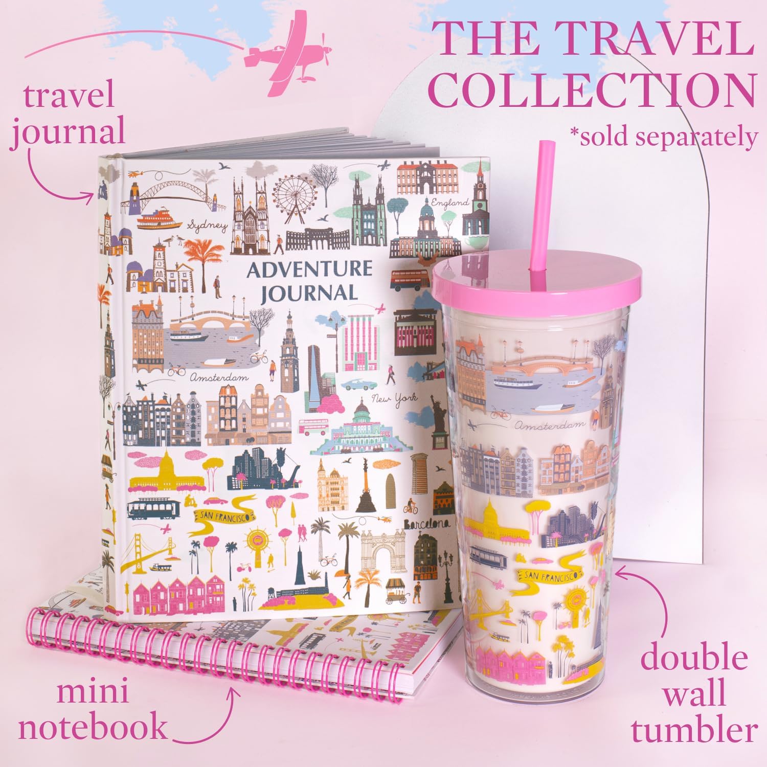 Steel Mill & Co Travel Journal for 14 Different Trips, Hardcover Travel Diary and Travel Notebook, Adventure Memory Book, Guided Travel Scrapbook to Record Memories and Keepsakes, City Icons
