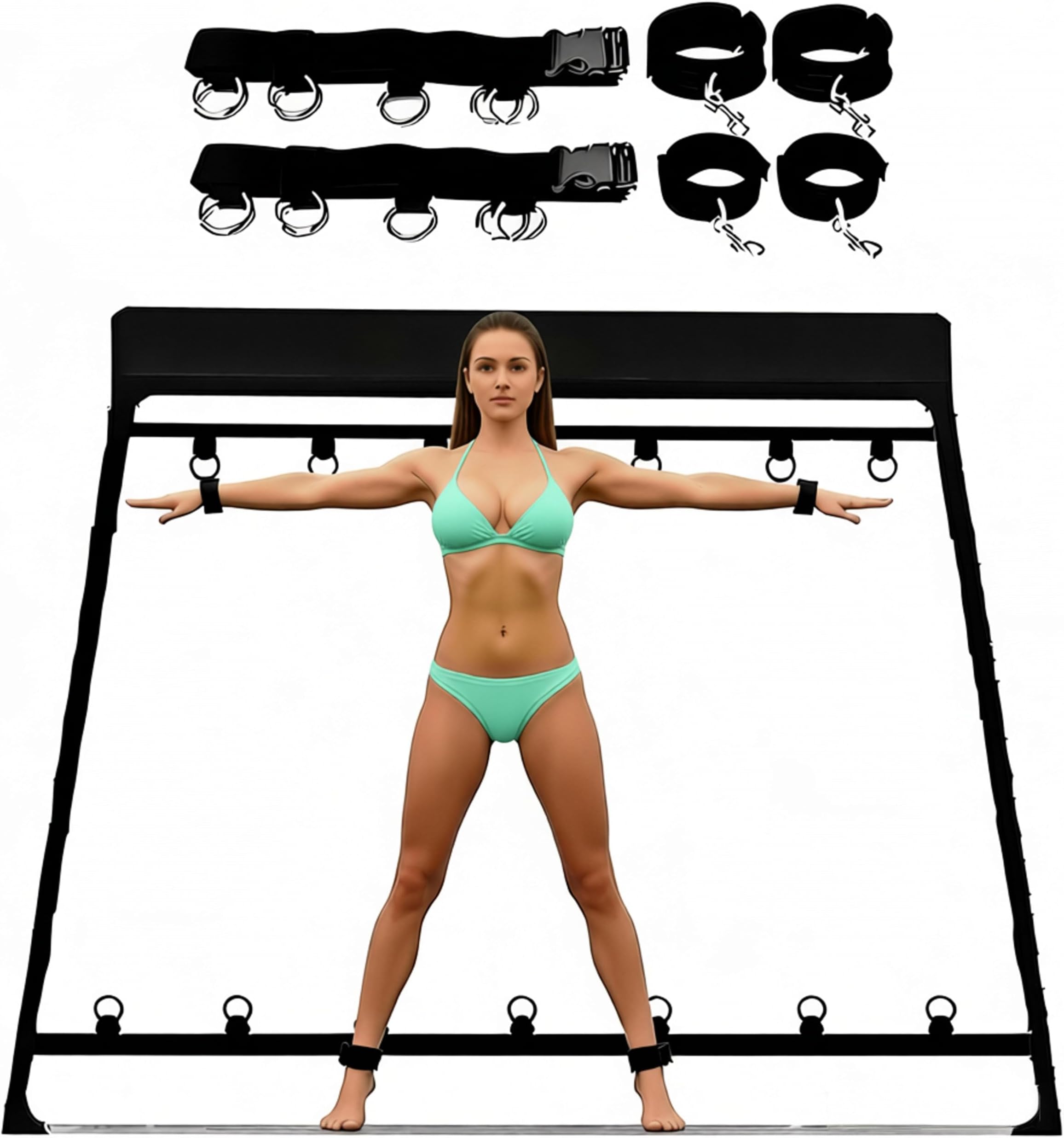 Sex Hand Cuff Bracelets Bondaged Tie Downs Kit Sex Tie up Set Women for Ankle Wrist Bar Sex Furry Handcuff for Adults Bedroom Adult Tools Bed Straps Adult Play Queen Bed Yoga Sweater T7