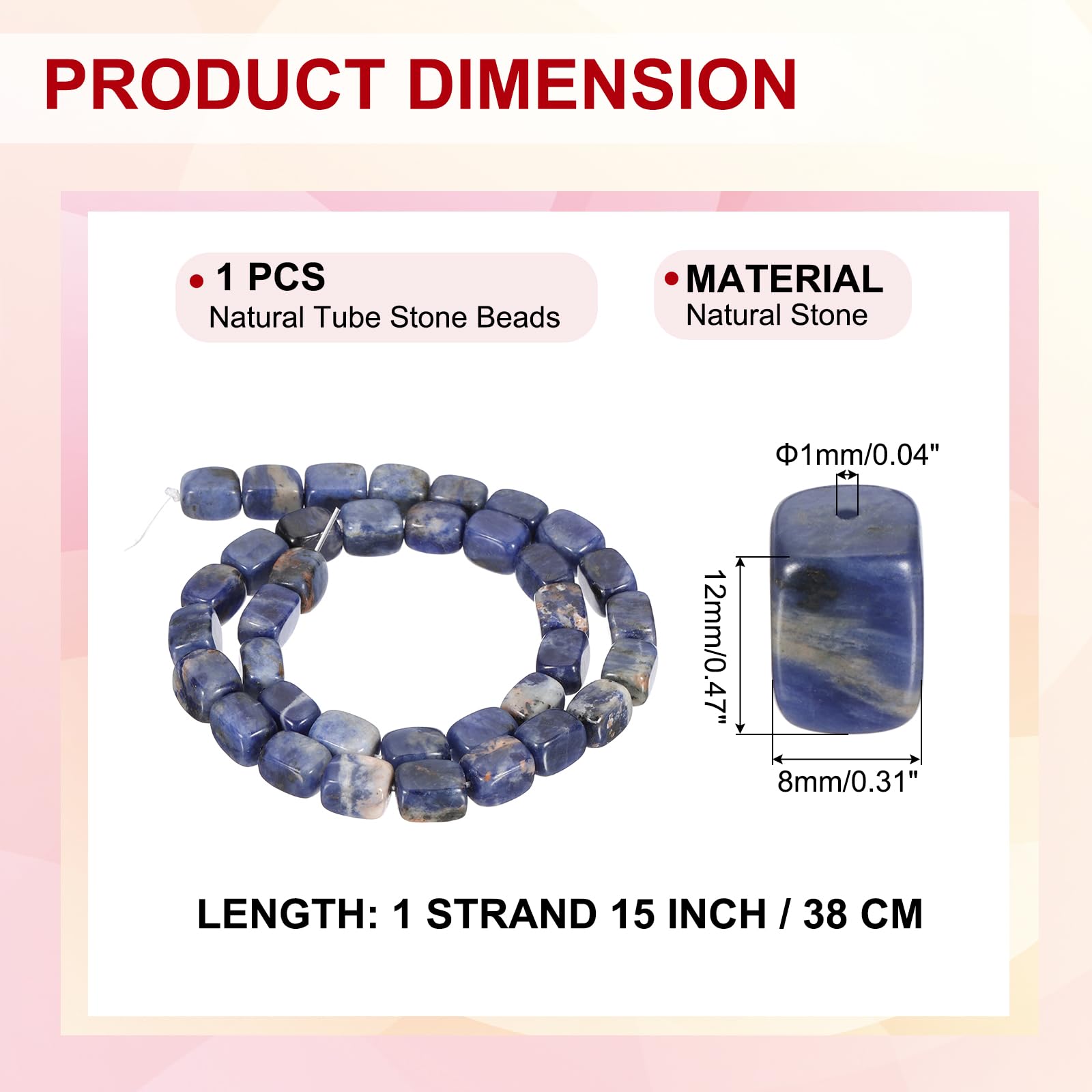 PATIKIL 12x8mm Natural Stone Indigo Blue Crystal Agate Beads for Jewelry Making 1 Strand 15"/38cm Cuboid Loose Spacer Beads - Image 2