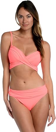 La Blanca Womens Island Goddess Wrap Underwire Push Up Swimsuit Top