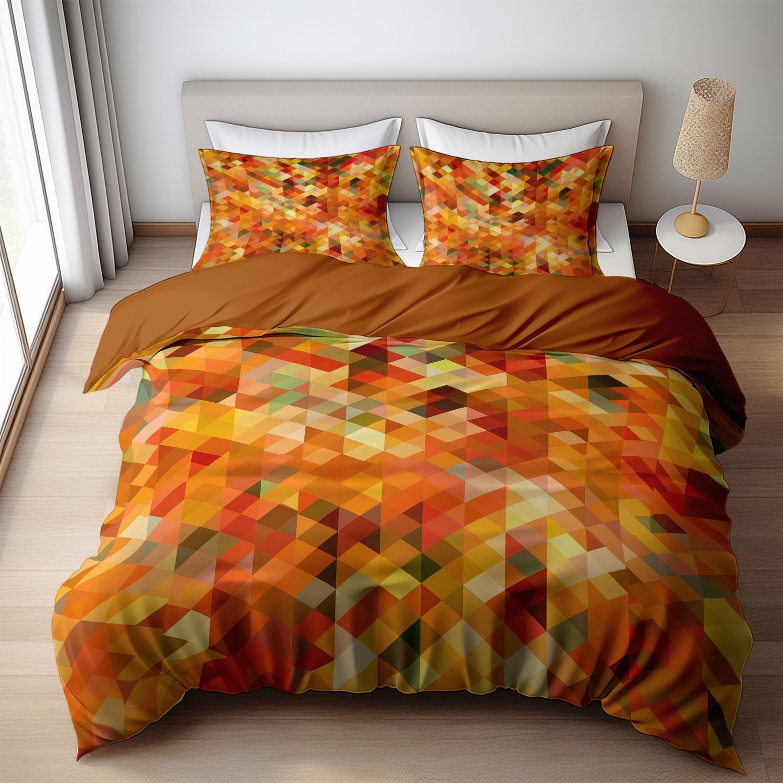 Pościel żółta, 240 x 220 cm, nowoczesny, artystyczny, geometryczny wzór 3D, na lato, zimę, komplet pościeli dla chłopców, bardzo miękka mikrofibra, luksusowa poszewka na kołdrę z nadrukiem, podwójna