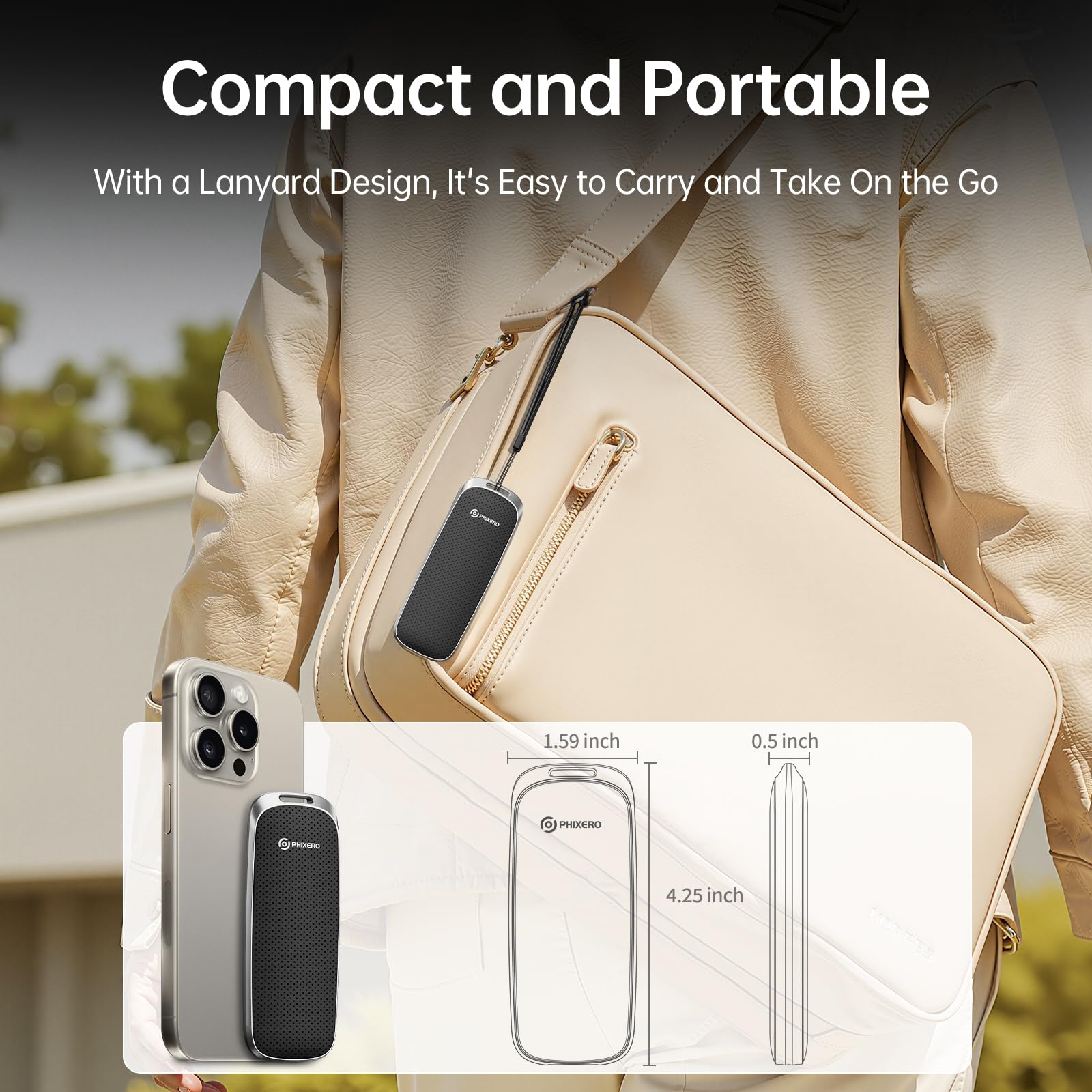 PHIXERO P10PRO Externe NVMe SSD 1To jusqu'à 1050Mo/s, USB 3.2 Gen2, Con Câble USB C 2-en-1, Disque Dur Portable pour iPhone 15+/Android/Windows/Mac, Noir