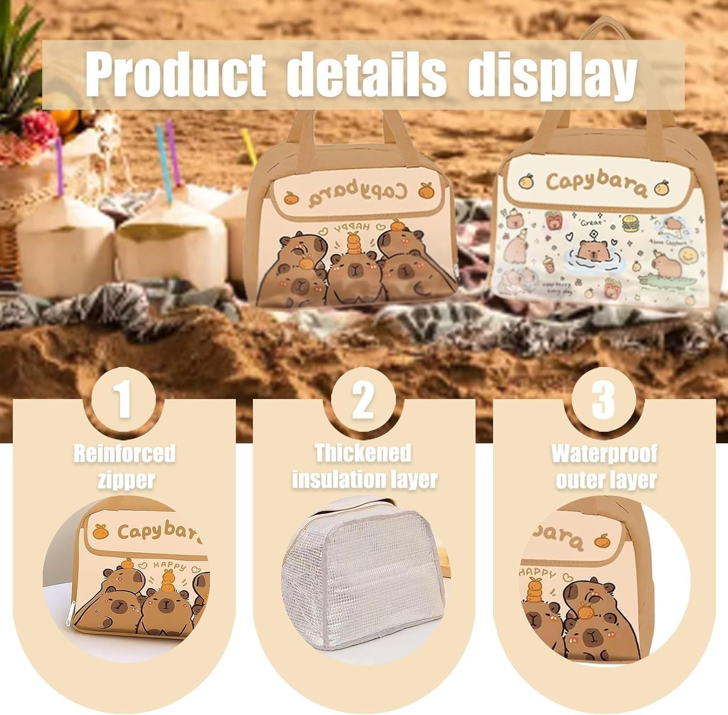 Capibara Zaino per Bambini con Porta-Pranzo e Set di Cancelleria, Comodo, Traspirante, Ergonomico, regalo per Adolescenti e Studenti