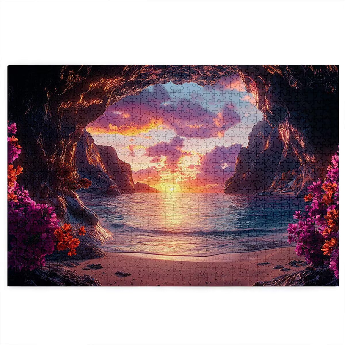 Puzzle 5000 elementów, zachód słońca, plaża, 5000 elementów, drewniane puzzle dla dorosłych, trudna łamigłówka, gra logiczna dla całej rodziny, drewniane puzzle, dekoracja salonu, prezenty, Z-8