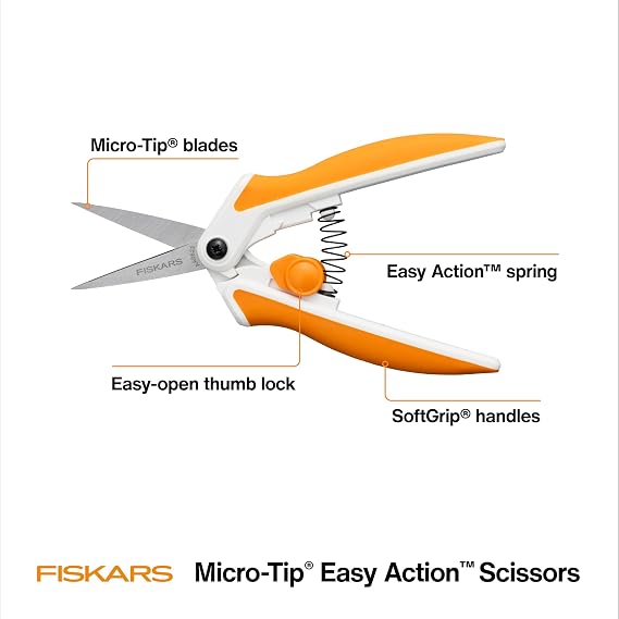 Fiskars 6 Easy Action Micro-Tip Scissors, Sewing, Arts & Crafts Tools
