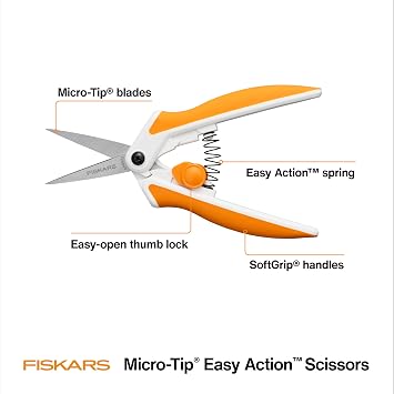 Fiskars 6 Easy Action Micro-Tip Scissors, Sewing, Arts & Crafts Tools