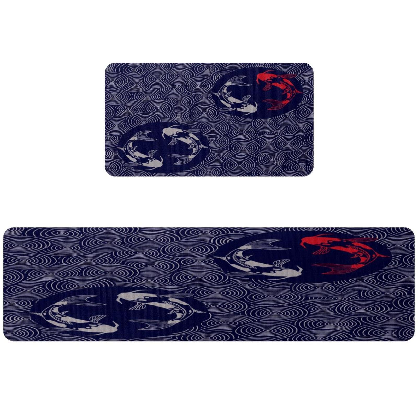 Alfombrillas de cocina antideslizantes y lavables con diseño absorbente de olas para pasillo
