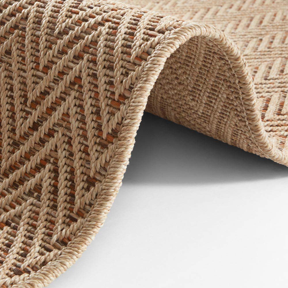 Nature Fineloop, tappeto da cucina per interni ed esterni, antiscivolo, a pelo corto, effetto lana, per corridoio, giardino, terrazza, bagno, beige, terracotta, 80 x 250 cm