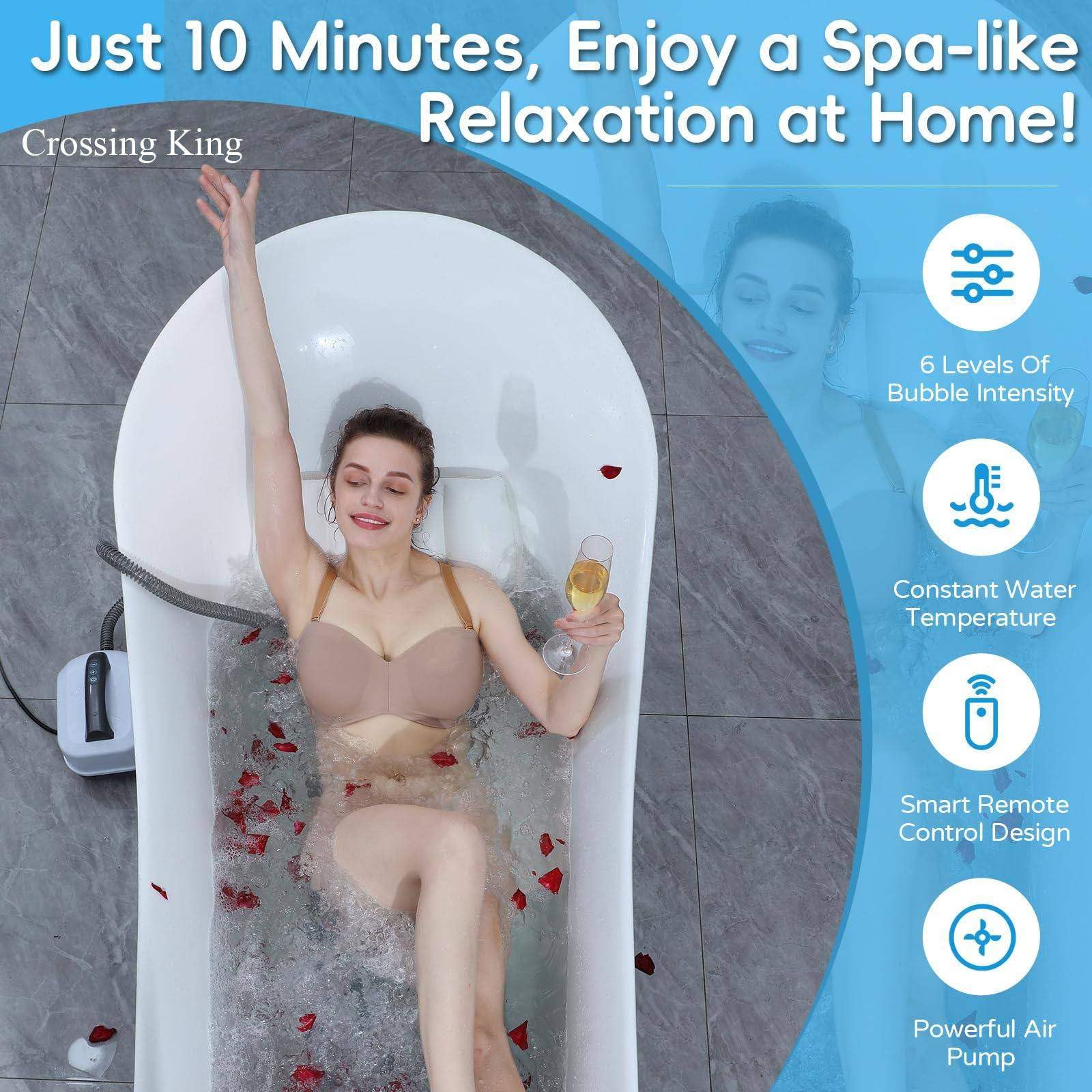Massaggiatore portatile per vasca idromassaggio con telecomando wireless, tappetino elettrico per vasca idromassaggio per il rilassamento del corpo, impermeabile, antiscivolo, a 6 velocità, tappetin