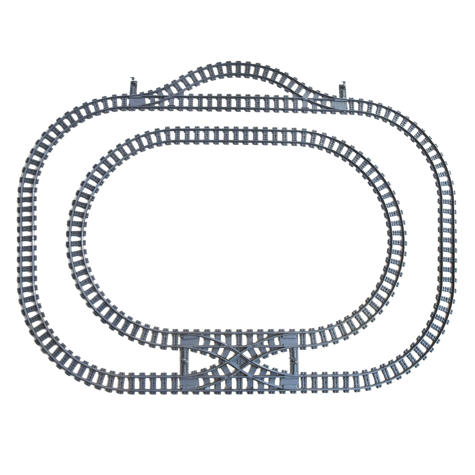 Train Track Railroad Accessories - City Train Track System with Railroad Crossing, Compatible with Major Brand Trains in Building Blocks