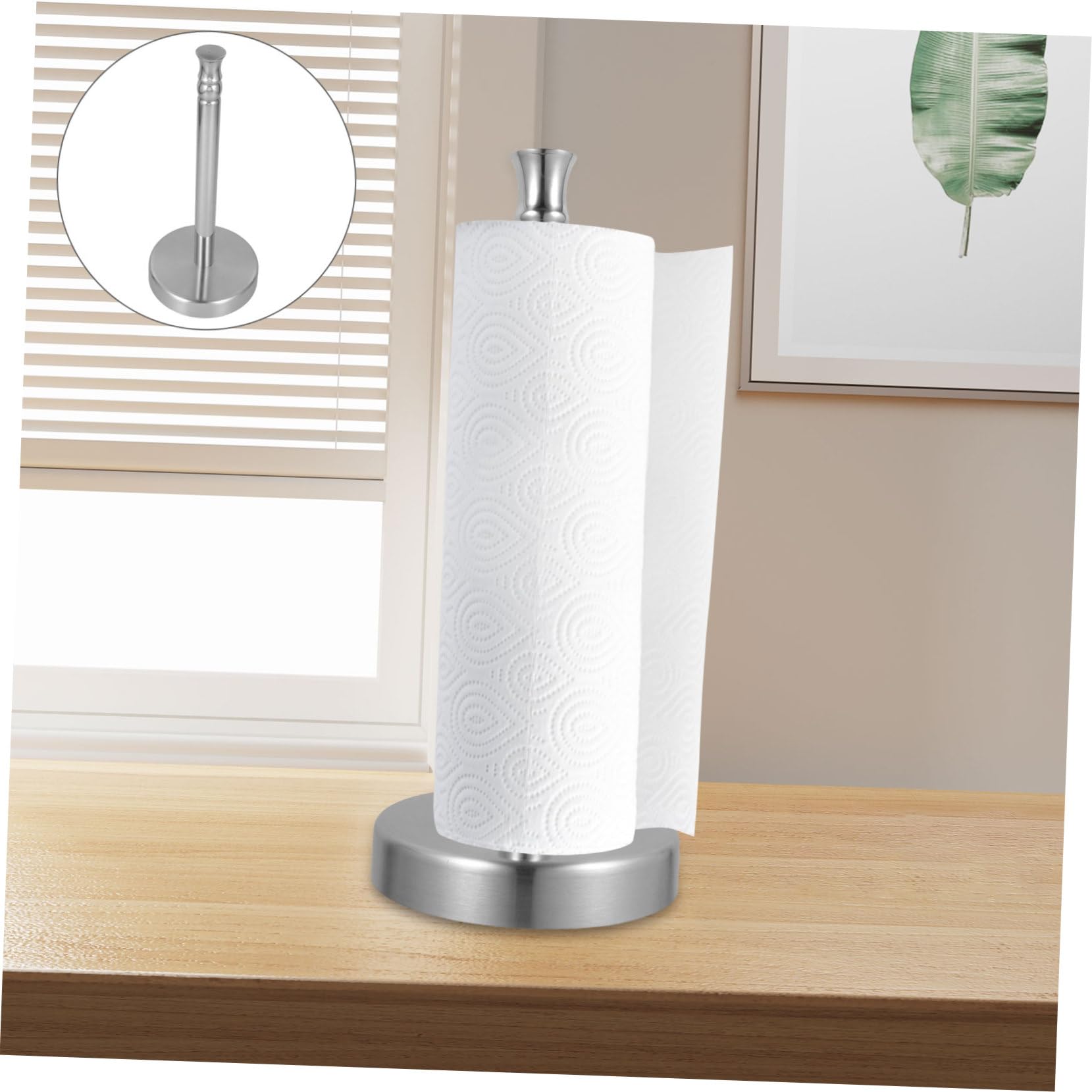 Portarotolo da Banco 2 Pezzi in Acciaio Inox Argento | Design Verticale, Accesso Comodo, per Rotolo Carta e Pellicola, Uso su Piano Cucina