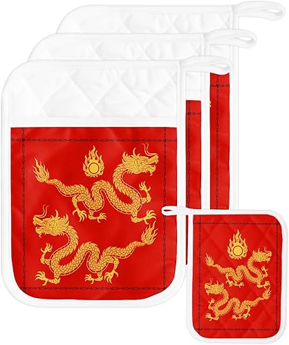 Miniatura 9 de Juego de 2 ollas de Navidad para cocina, antideslizantes y aislantes de calor, juego de agarraderas de tela de toalla con bolsillo, guantes gruesos