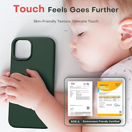 Miniatura 5 de TOCOL Funda 5 en 1 para iPhone 14, con 2 protectores de pantalla + 2 protectores de lente de cámara, funda de silicona líquida para iPhone 14, verde