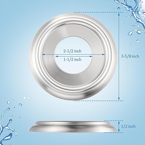 Miniatura 2 de Enhon Anillo de cubierta de boquilla de bañera de metal, placa de pared de remodelación de grifo de baño con junta de espuma, diámetro interior de