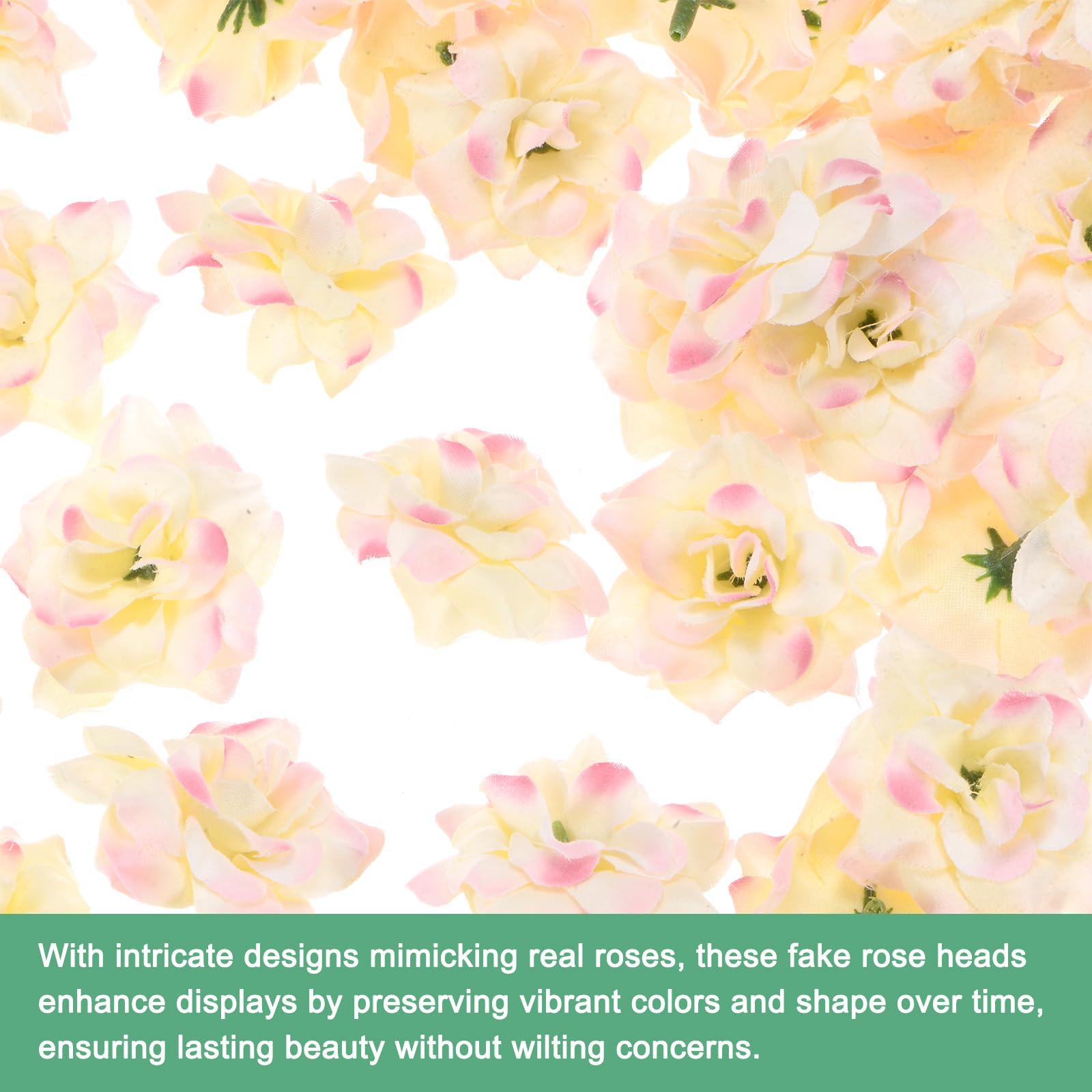 M METERXITY 100-Pack Artificial Roses Heads, Silk Faux Rose Head for Wedding/Bouquet/Flower Wall/DIY Crafts/Party Decoration - Image 2