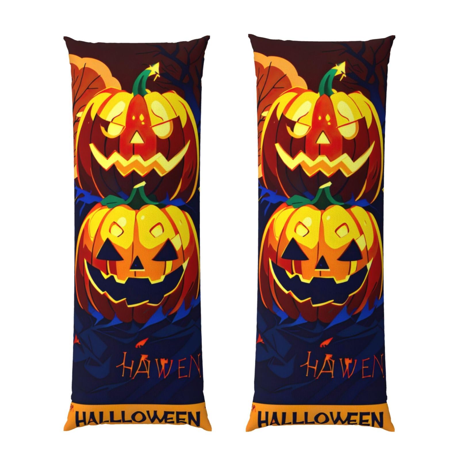 Housse de coussin de corps imprimée citrouille d'Halloween taie d'oreiller longue douce