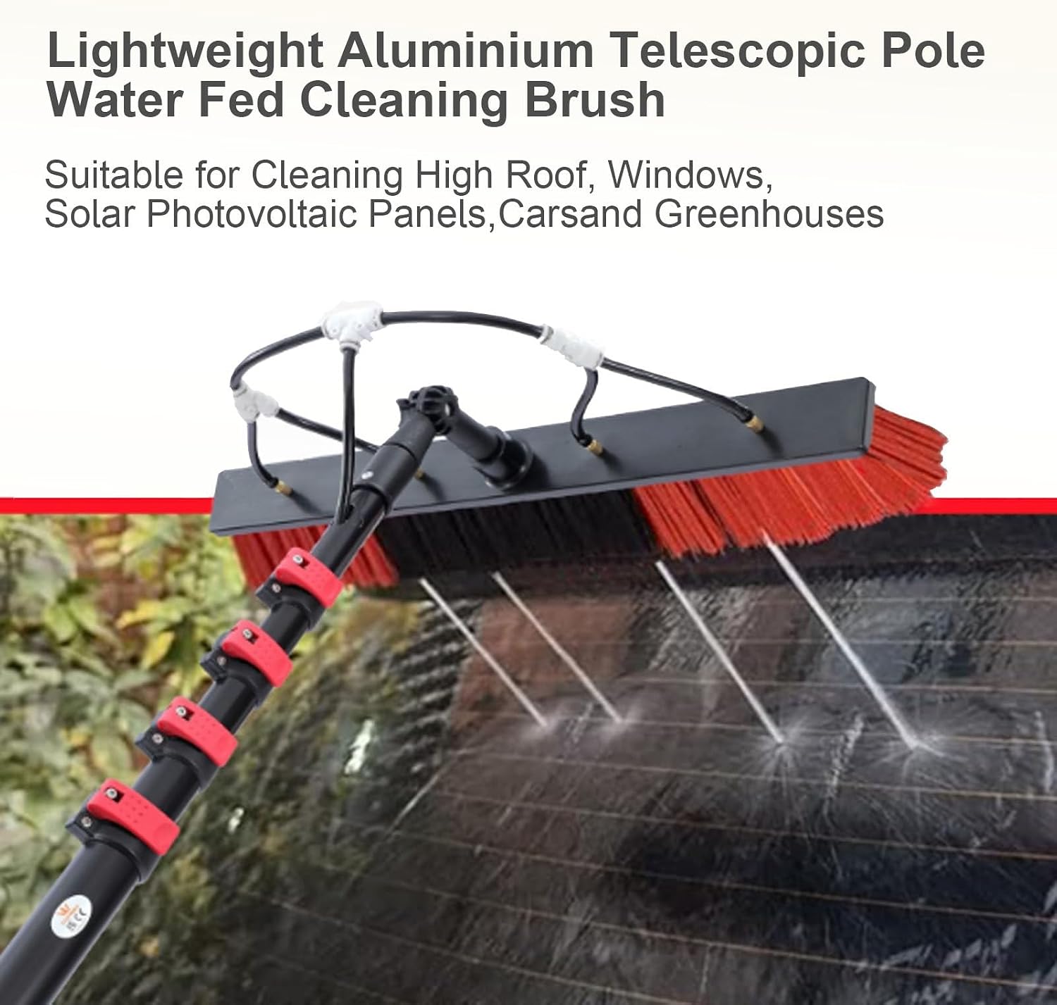 Retractable Window Glass Cleaner3.6m-10.8m, Glass Cleaning Telescopic Rod, Multi-Purpose Water Spray Brush Retractable Cleaner, Photovoltaic Cleaner,10.8M/36FT