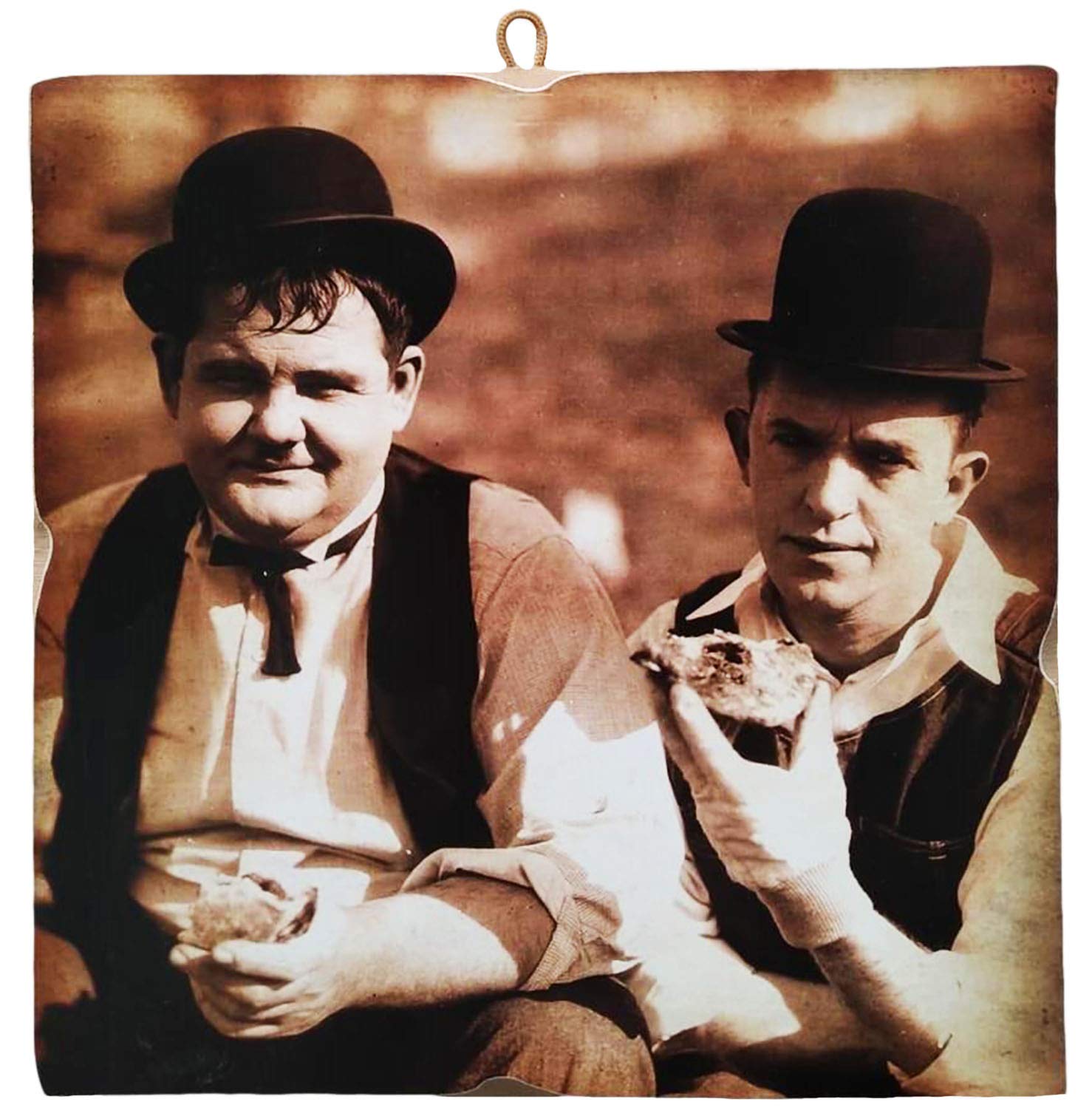 Kustom Art Earthy Tones Vintage Style Canvas Painting Stan Laurel & Oliver Hardy Collectible Wood Print
