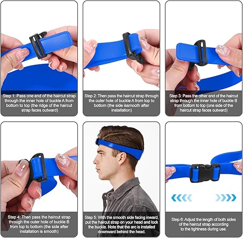 Miniatura 7 de Colector de pelo para cortes de pelo, guía de corte de pelo para hombres, herramienta de corte de pelo desvanecido, Azul
