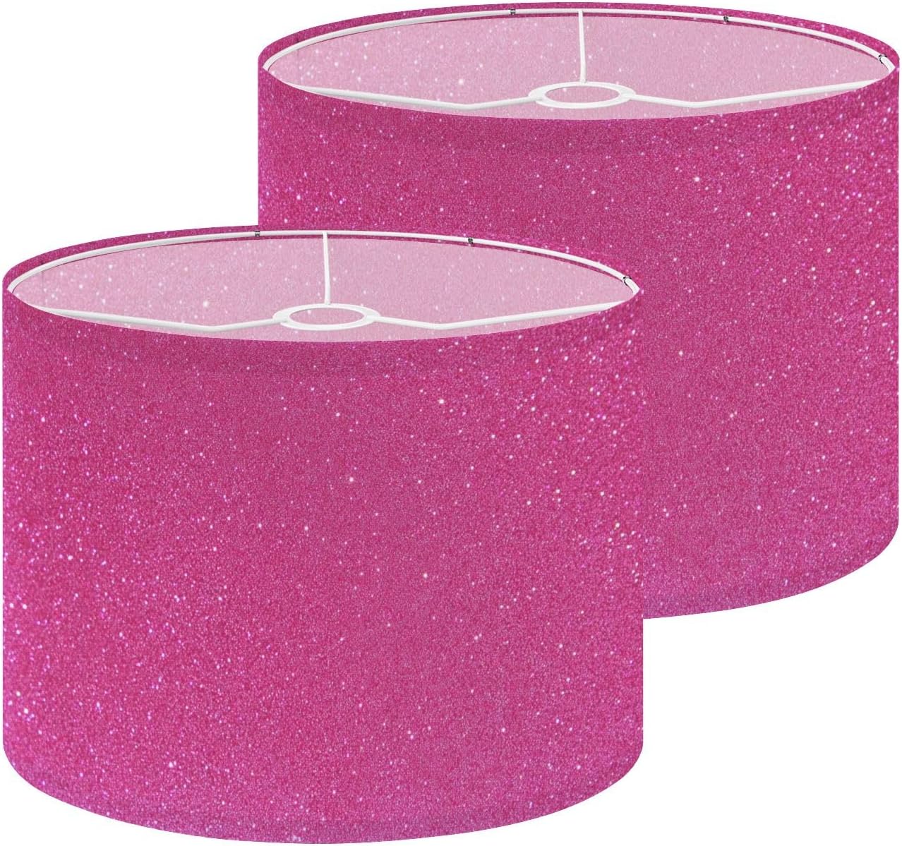 Farmhouse Lampshades Lamp Shades set of 2 Sparkling Hot Pink Glitter Light Shade for Table Lamps Floor Lamps Drum Lamp Shades Lampshade Replacement