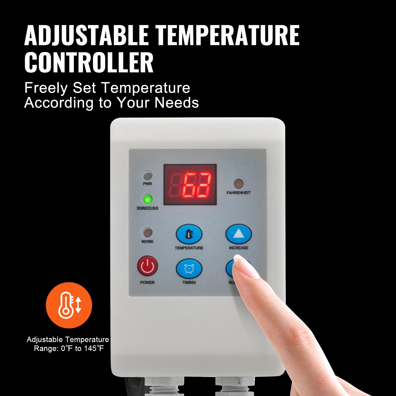 VEVOR Calentador de Tambor 1300 W Cinturón Calefactor para Tambor de 55 galones -17,78~62,78 °C con Termostato Independiente Manta Calefactora Alta Eficiencia para Barriles Tela Oxford Impermeable