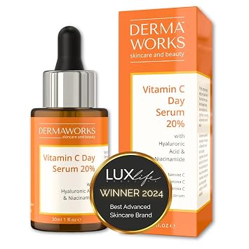 BRIGHTENING VITAMIN C SERUM with Niacinamide, Beta Glucan & Hyaluronic Acid - Anti Aging & Hydrating Vitamin Illuminating Serum & Dark Spot Corrector - Hidratante Facial for Men & Women by DERMAWORKS