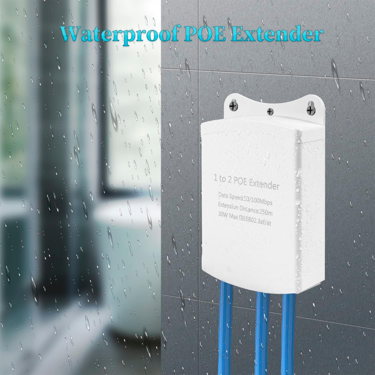 IP67 Waterproof 2 Port PoE Extender, PoE Repeater 100m/250m Extend Outdoor, Comply with IEEE802.3af/at, 1 in 2 Out PoE Adapter, 10/100Mbps RJ45, Plug and Play (WPOE6003-X)
