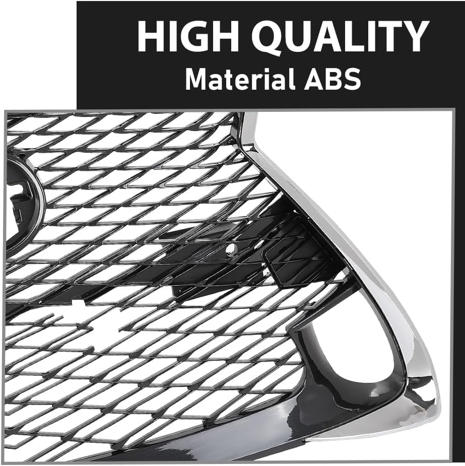 GRAND ORANGE Front Bumper Upper Grille Assembly Grill Compatible with LX GS200t 2016-2017 / GS350 2016-2020 / GS450h 2016-2018 with F Sport Package & Park Assist 5310130890, LX1200192, Gray