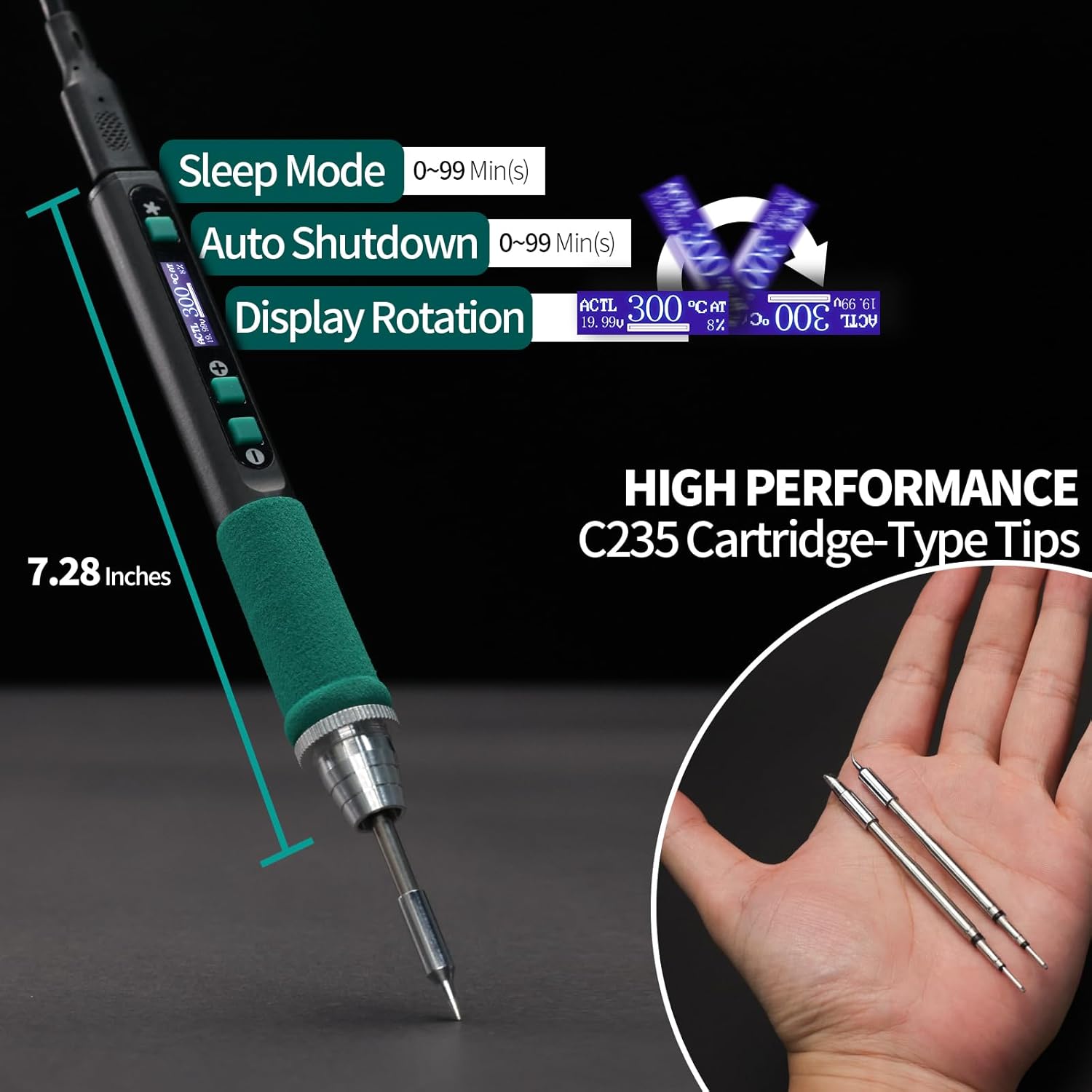YIHUA 928D-IV Soldering Iron Pen Kit DC 65W Support PD QC, Type C Portable Soldering Station with 3 Tips, Solder Wire, Protective Cap
