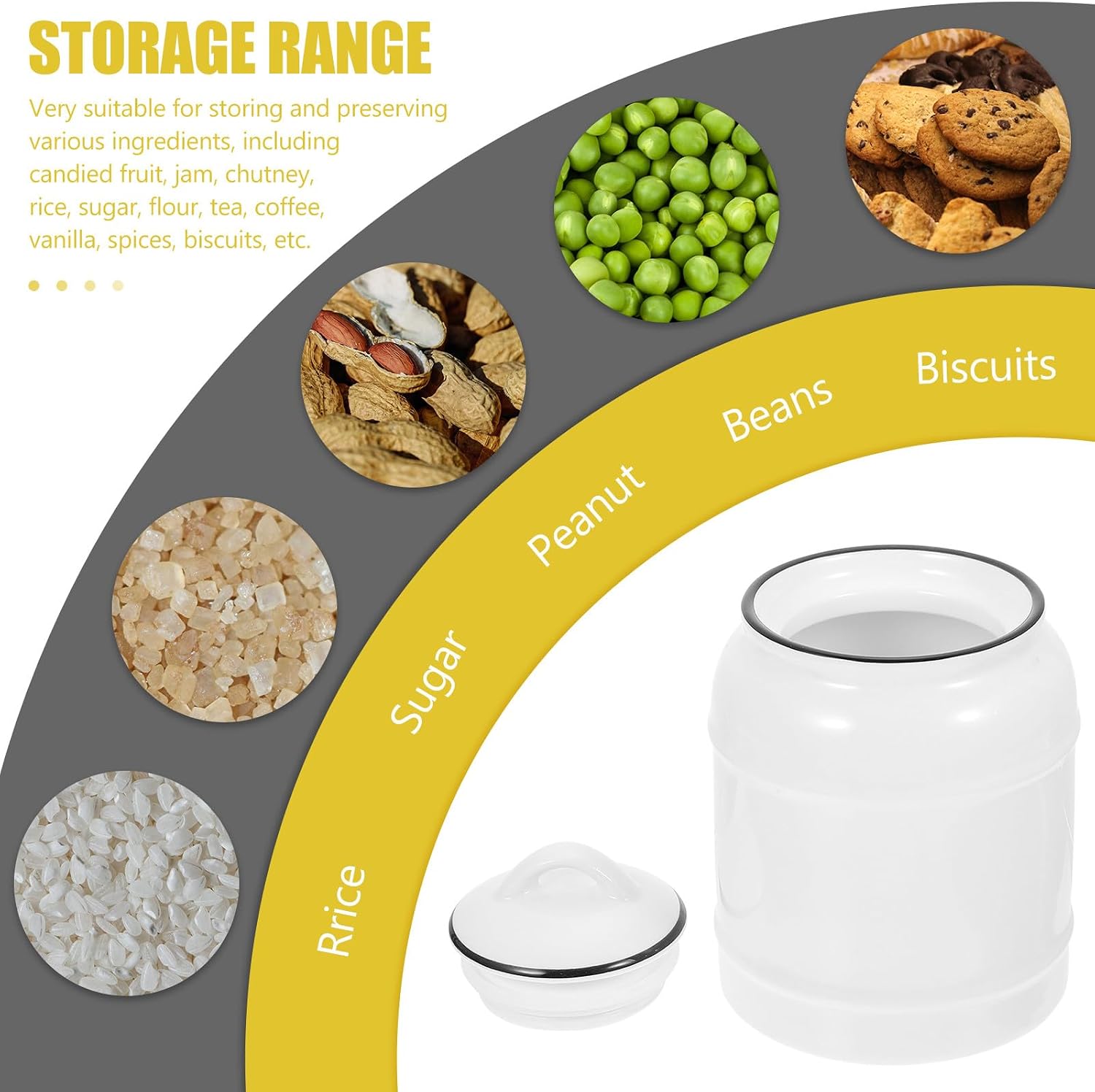 Ceramic Sealing Food Storage Jar with Lid, Small White Lidded Tea Canister, Waterproof Kitchen Pantry Container for Tea Sugar Spice Storage