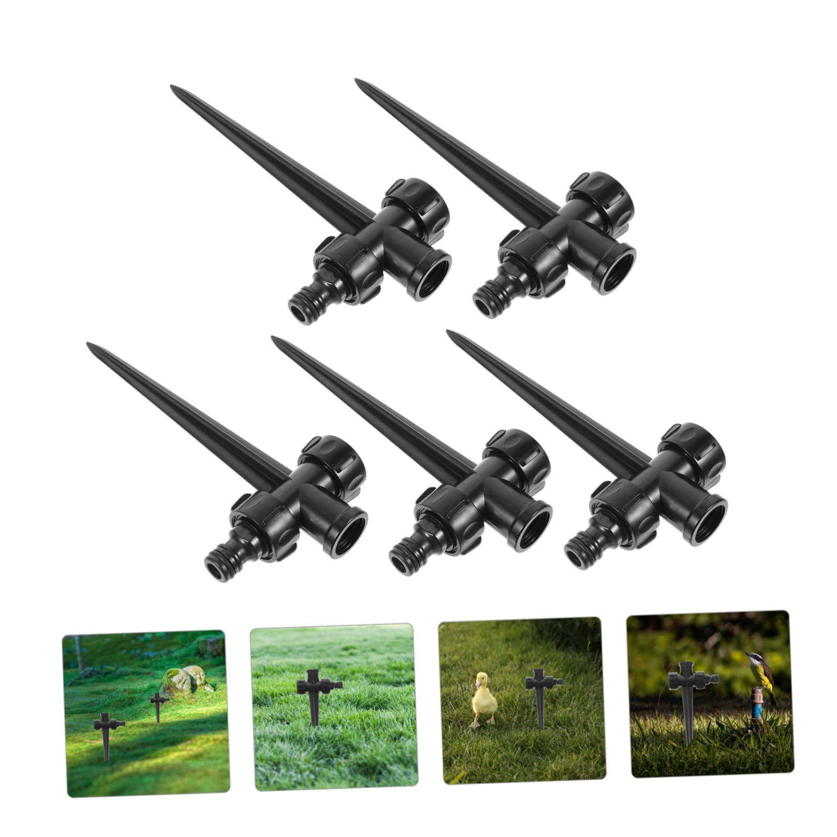 UPKOCH 5 Set Sprinkler Rotante Automatico Piccolo Picchetto Per Irrigatore Irrigatori Prato Piante Spruzzino Punta Per Irrigatore Multiuso Irrigazione Di Picchi Plastica Nero 5 Pezzi*5