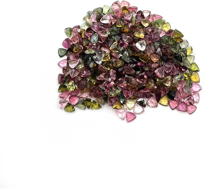 Natural Multi Tourmaline Trillion Cut Loose Gemstone 3.50 MM 10 CT 77 Pcs