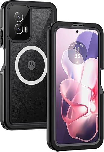 Lanhiem Funda para Moto G Power 5G 2024, IP68 impermeable a prueba de polvo con protector de pantalla integrado, carcasa magnética resistente a