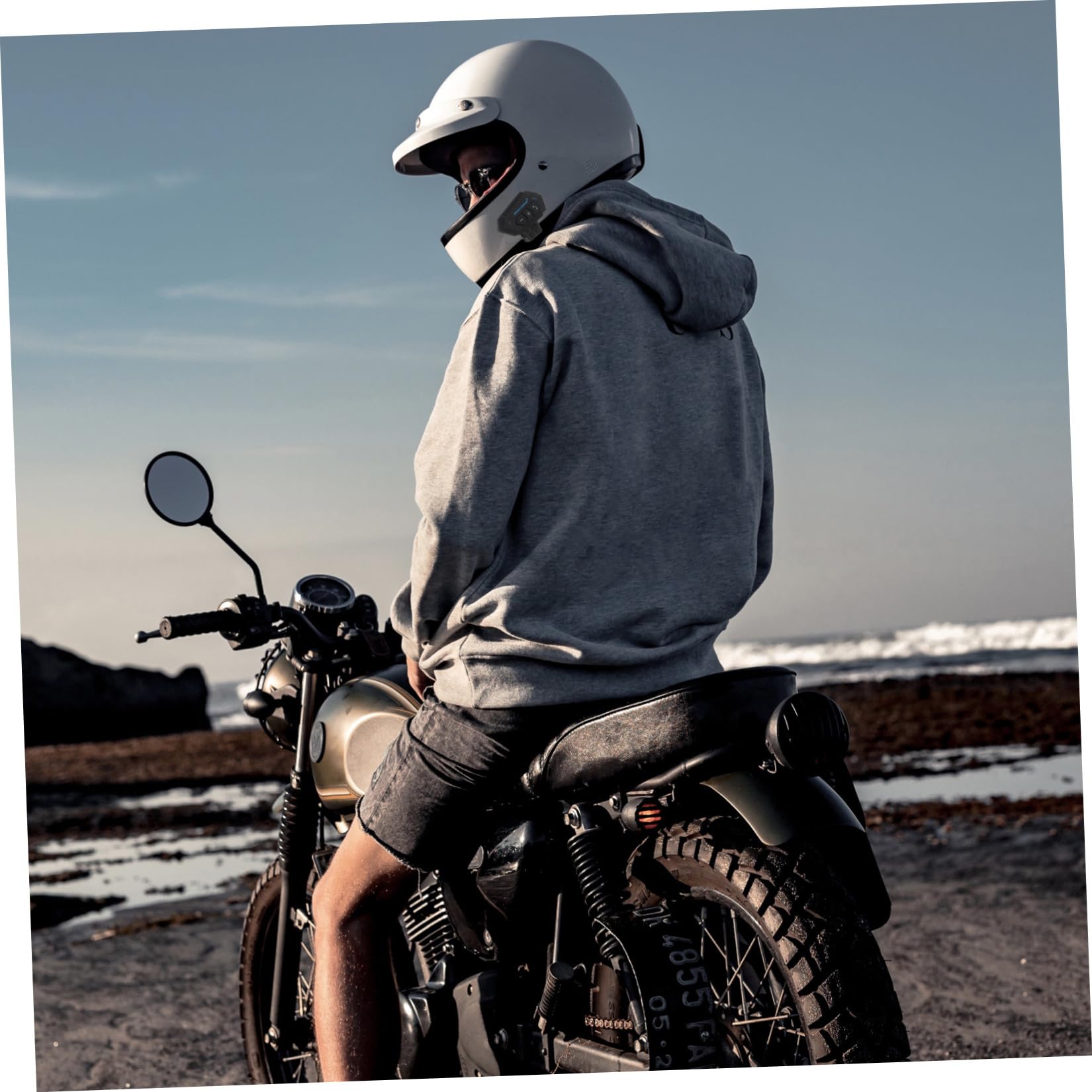 Auricolare Wireless per Casco da Motocicletta Versione 4.1, Cuffie Stereo Impermeabili in Plastica Nera, Connessione Stabile e Comfort per Guida e Attività Outdoor