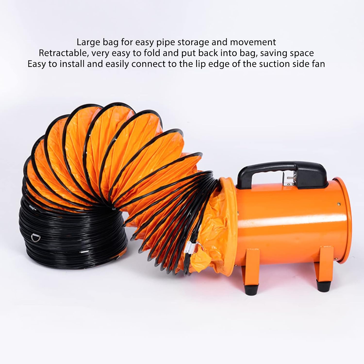 Sorandy Duct Hosing, 8in Heavy Duty Flexible Retardan tPVC Duct Hosing with S Shaped Hook Steel Bracket and Carbon Wire Spring for Exhaust Fan Ventilation (5M)