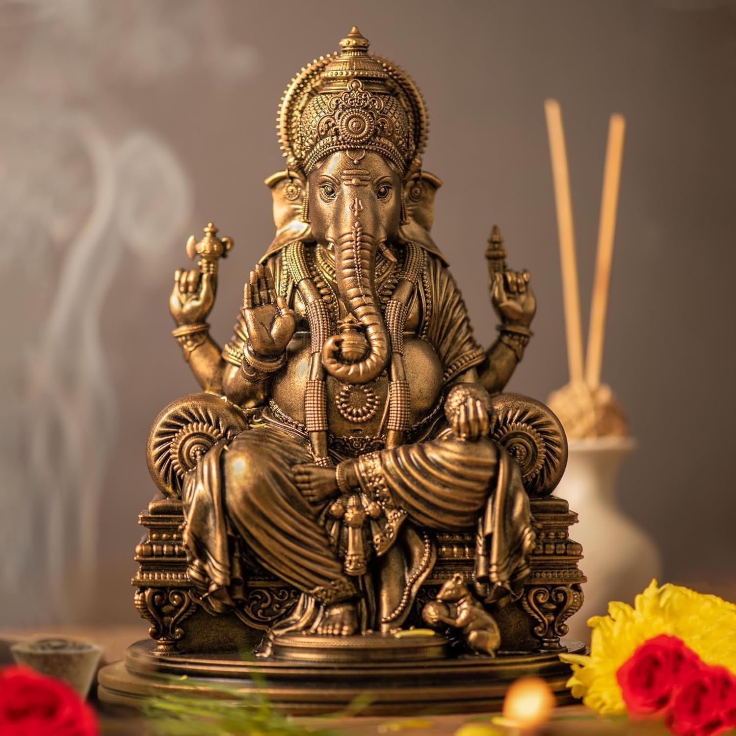 SILAII Resin Lord Ganesha Idol for Home Decor 1 FEET Ganesha Idol | Handmade Ganesh Murti | Ganesha Idols for Home & Office | Spiritual Gift & Decorative Ganesha Idols