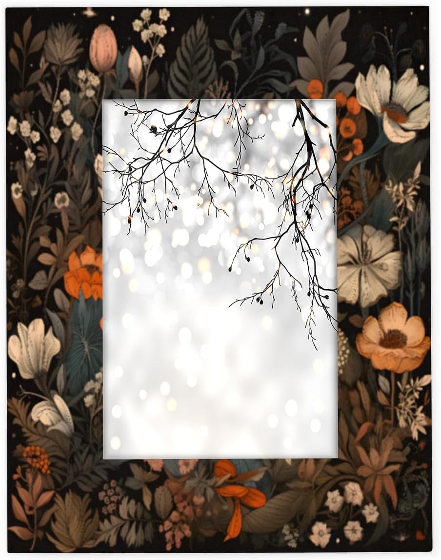 5x7 Picture Frame Vintage Flower Floral Photo Frame for Wall and Tabletop Display Wooden Photo Picture Frame Home Decor
